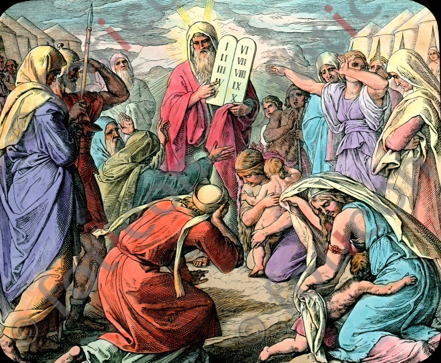 Moses bringt dem Volk die neuen Gesetzestafeln | Moses brings the people the new tables of the law (foticon-simon-045-053.jpg)